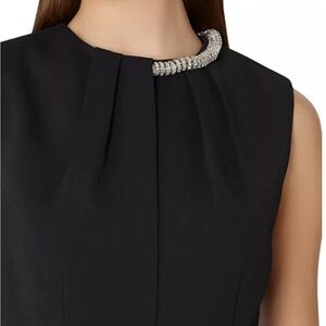 Milly Nyla Black Crepe Dress with Crystal Embellished Neckline